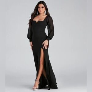 Windsor Chiffon Sleeve  Slit Long Dress
